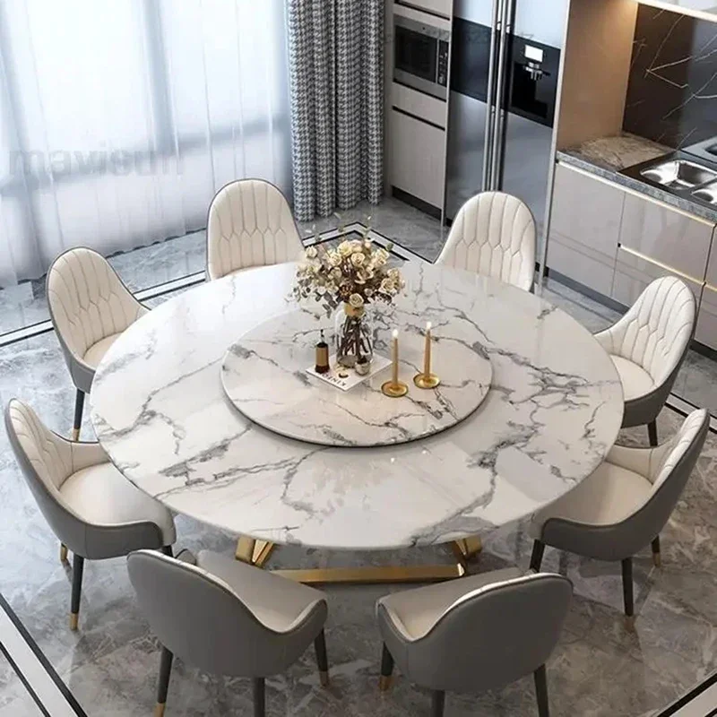 

Gorgeous Golden Dining Table Kitchen Turntable Leisure Mobil Round Salon Living Room French Muebles Hogar Hotel Furnitures