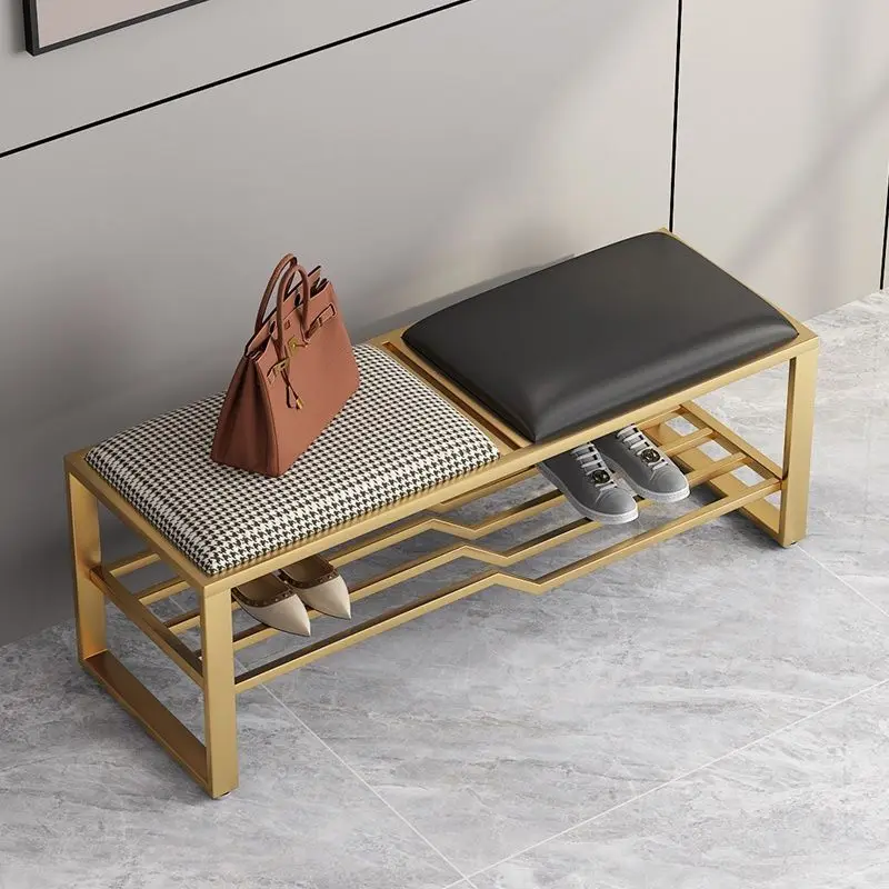 

Entry Shoe Stool Can Sit And Placed Shoe Change Long Stool Home Organizer Hotel Sofa Simple Metal Shoe Rack Household Chair