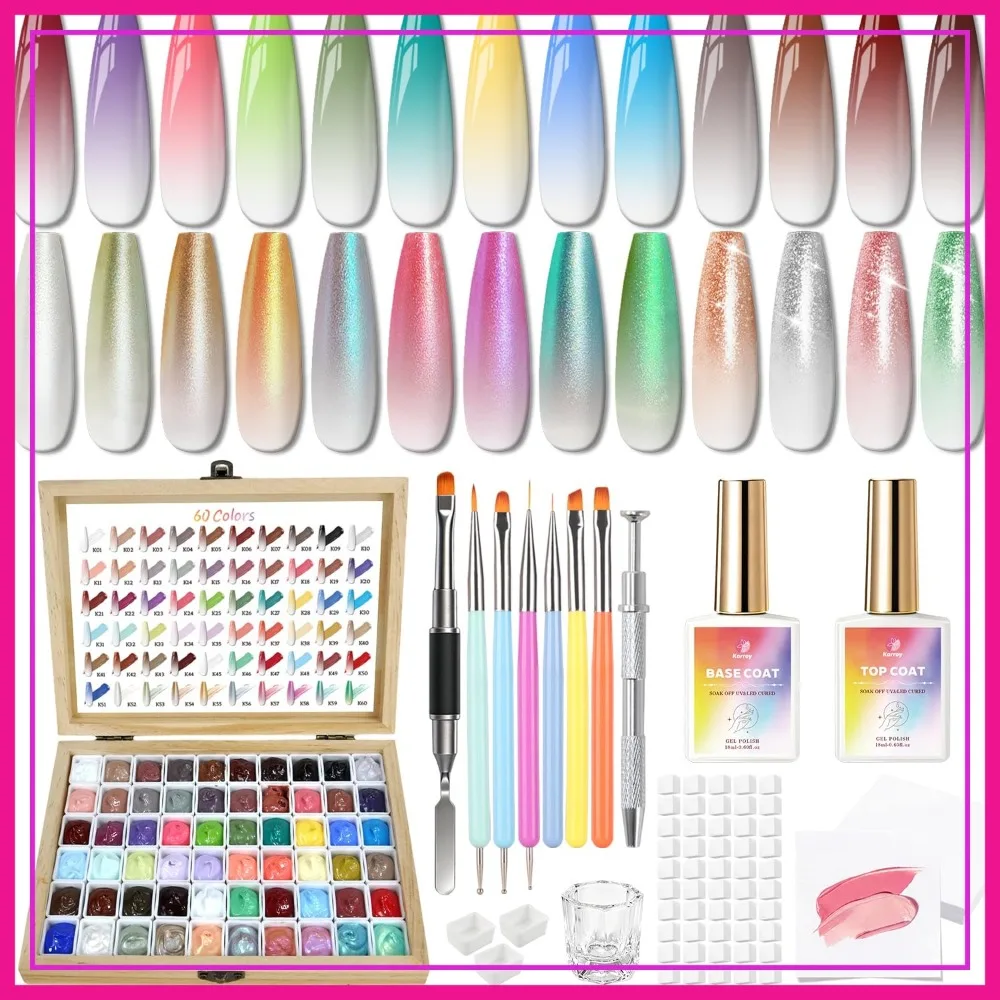 

60 Colors Ombre Gel Nail Polish Palette, Gradient Blush Blooming Painting Pigment Patting French Manicure Tools Nails Art DIY