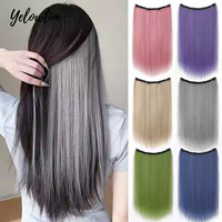 Synthetic Long Straight U-Shaped Half Head Wig for Women Black Brown Pink Blonde Clips in Hair Extension Natural Fake Hairpieces