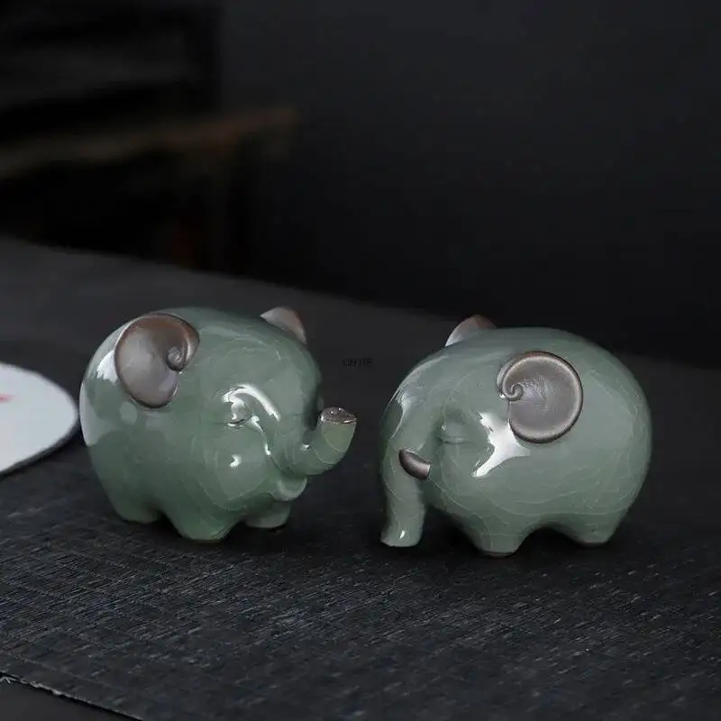 Ornement de thé en argile Zisha, jeu de thé, art du thé, éléphant porte-bonheur, éléphant premium nourrissant, attirant la richesse, petit éléphant de thé