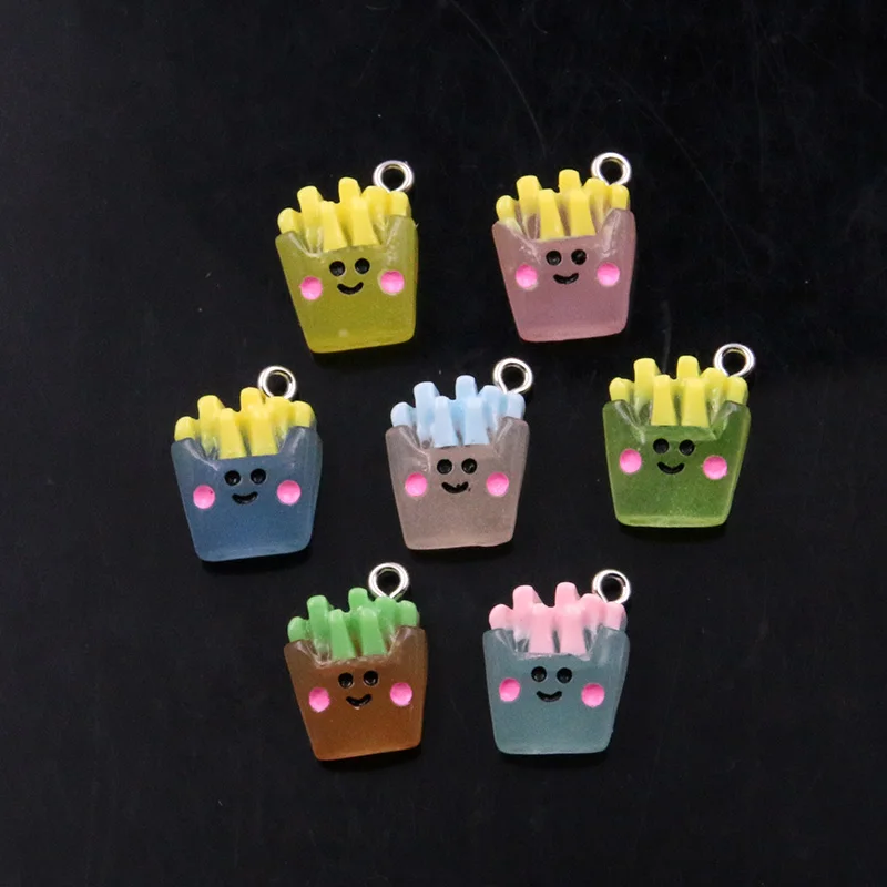 

10PCS 13*18mm 7 Color Charm Cartoon 3D Resin Fries Food Women Girl Cute Children Gifts DIY Jewelry Dangles Material Carft