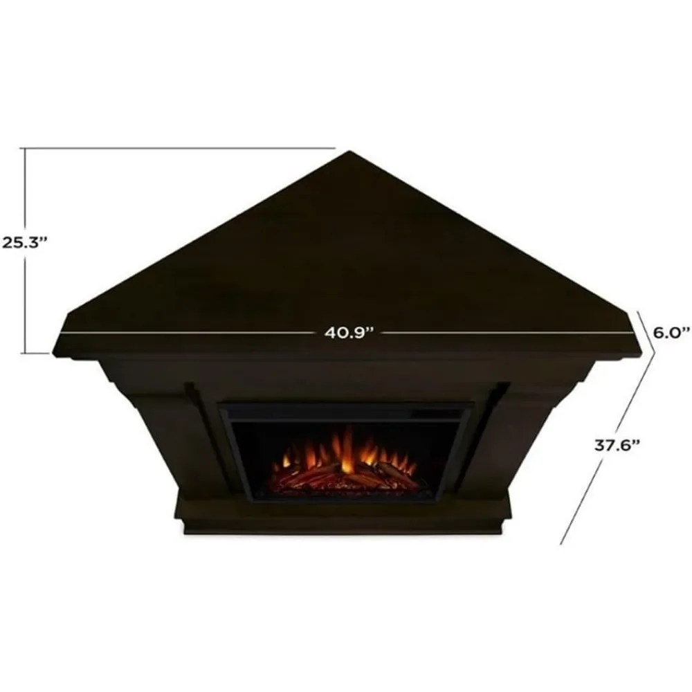 سخان مدفأة كهربائية معاصر من BOWERY HILL مع جهاز تحكم عن بعد، لهب Led قابل للتعديل 1500 وات في الجوز الداكن