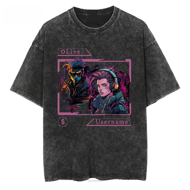 

Japanese Anime Punk Universe Friends Hero League Kjinkx Wei Washed Short Sleeve T-shirt Pure Cotton Summer New Style of Original