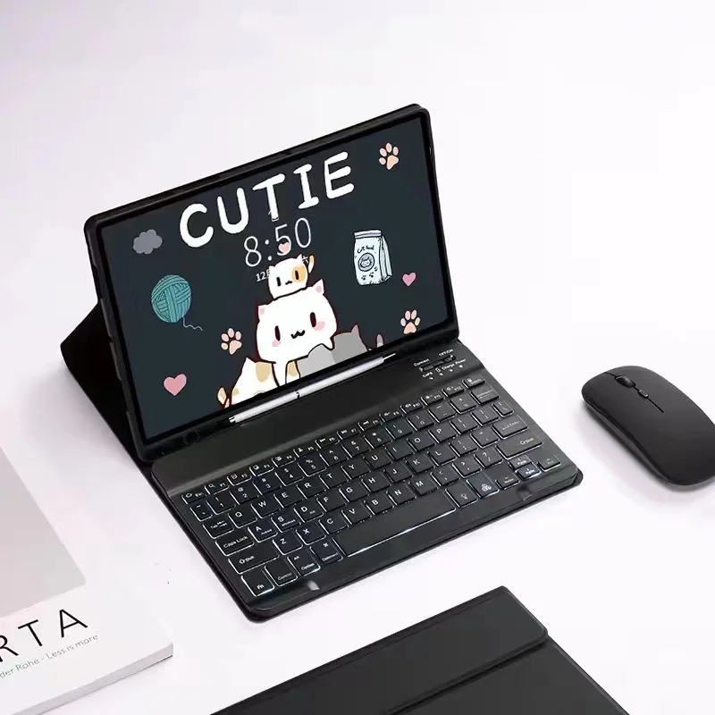 

Чехол для планшета с клавиатурой для Samsung Tab A9plus 2024 S7FE S6 Lite, защитный чехол для беспроводной Bluetooth-клавиатуры и мыши