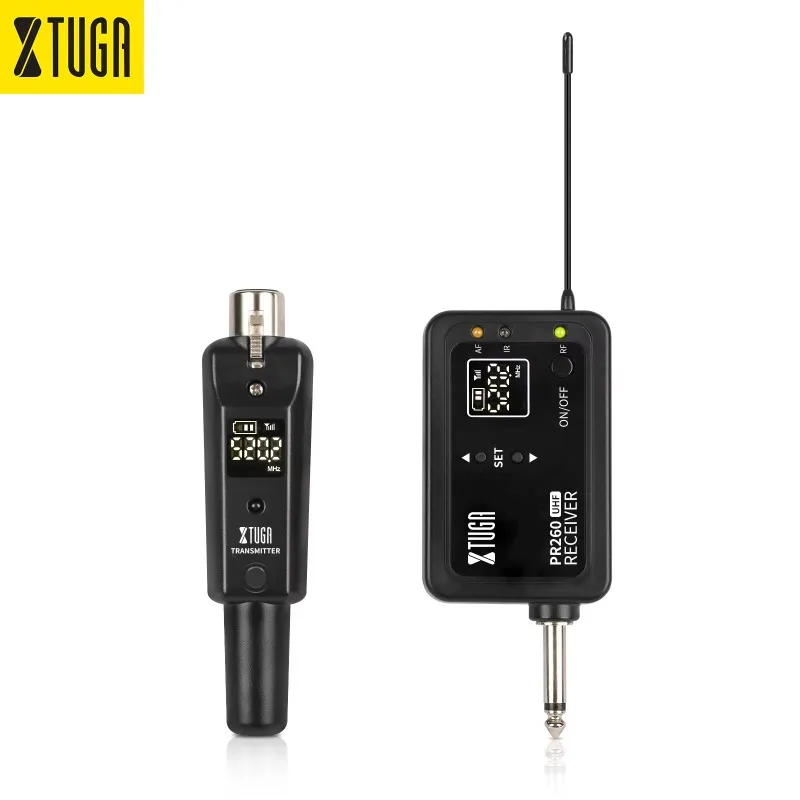 Xtuga PR260 UHF Microphone Wireless System Wired Convert Wireless Audio XLR Transmitter Mic Adapter