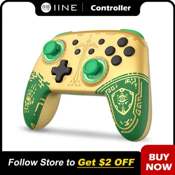 IINE Golden-Green Wireless Wake Up NFC Controller Compatible Nintendo Switch/OLED