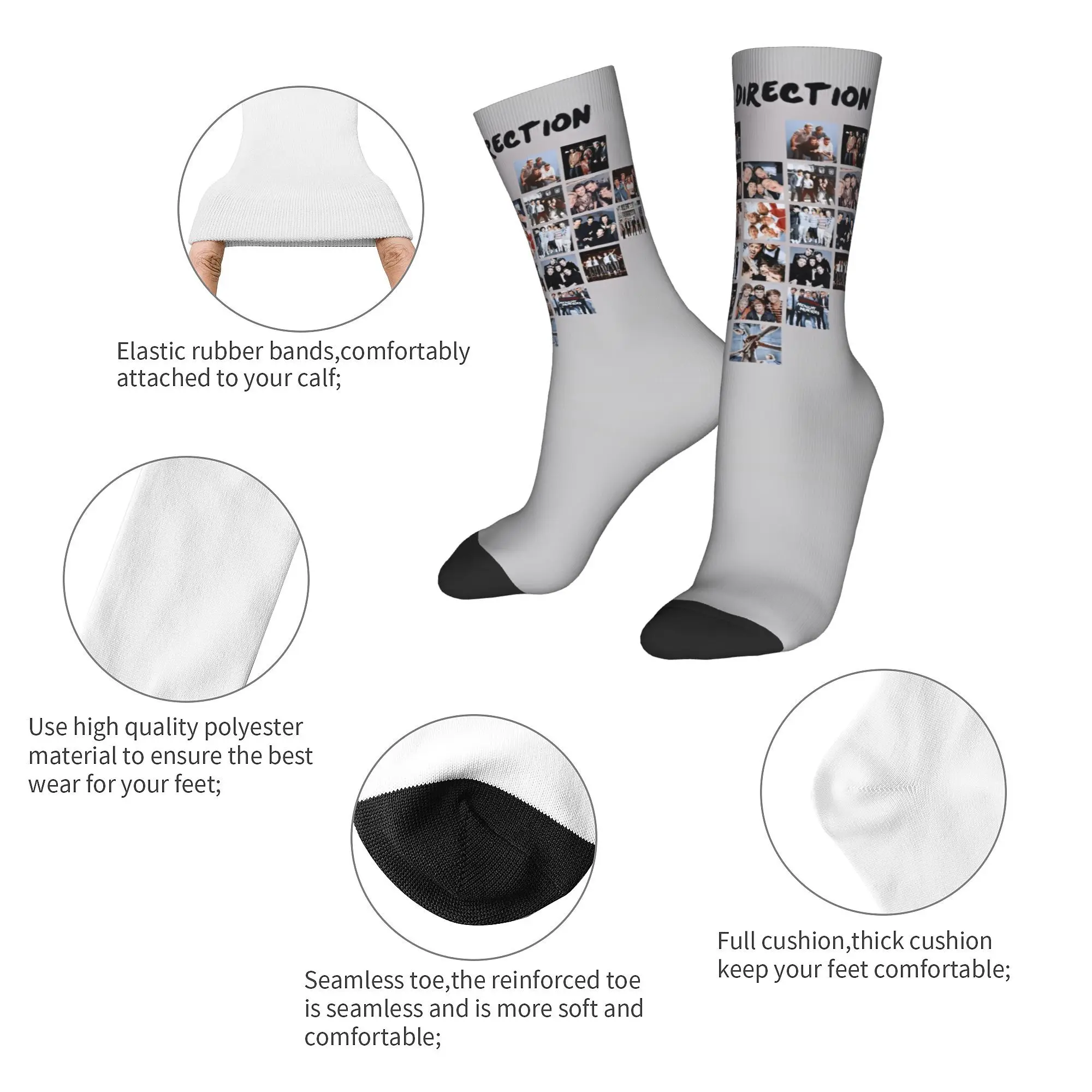 1D boys group One Directions Middle Socks for Women Men Product All Season  Cotton Crew Socks Sweat Absorbing