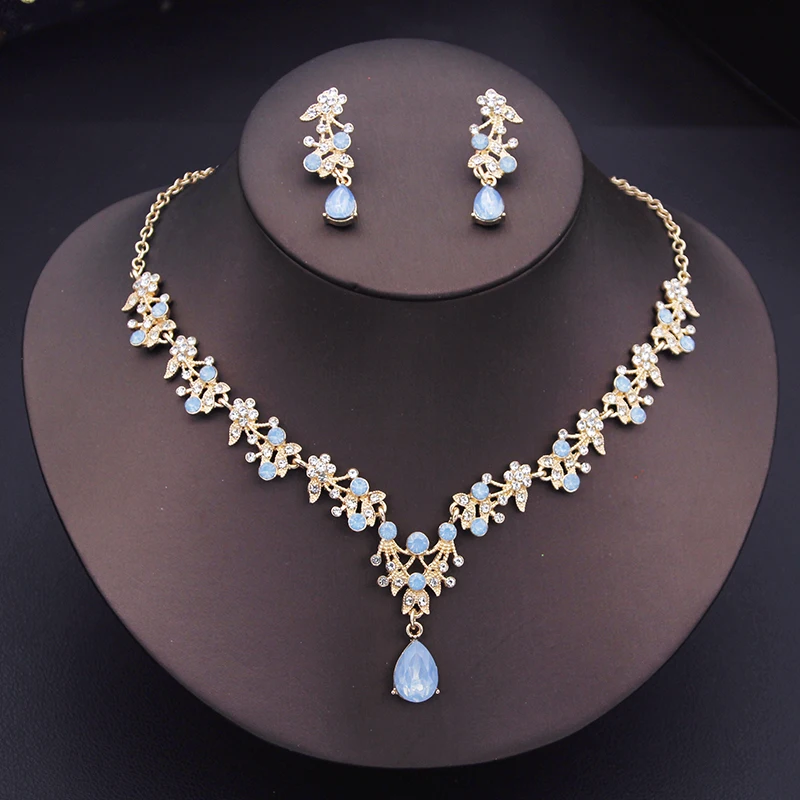 Luxury Flower Design Fashion Jewelry set for Women's Necklace Earrings Sets Bridal Wedding dress accessories