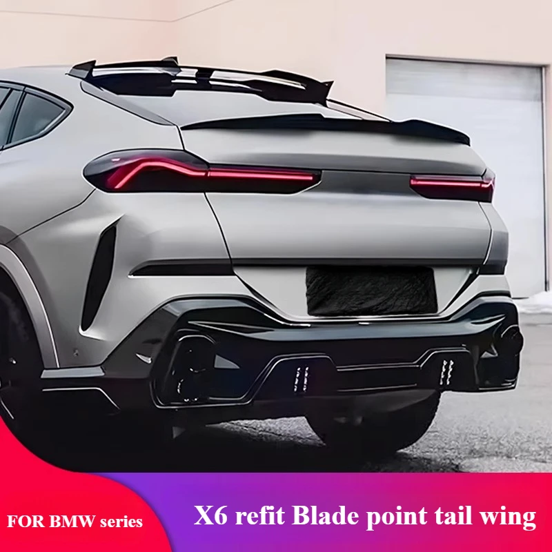 FOR New BMW X6 modified Black Knight Knife point style tail wing rear spoiler exterior trim kit