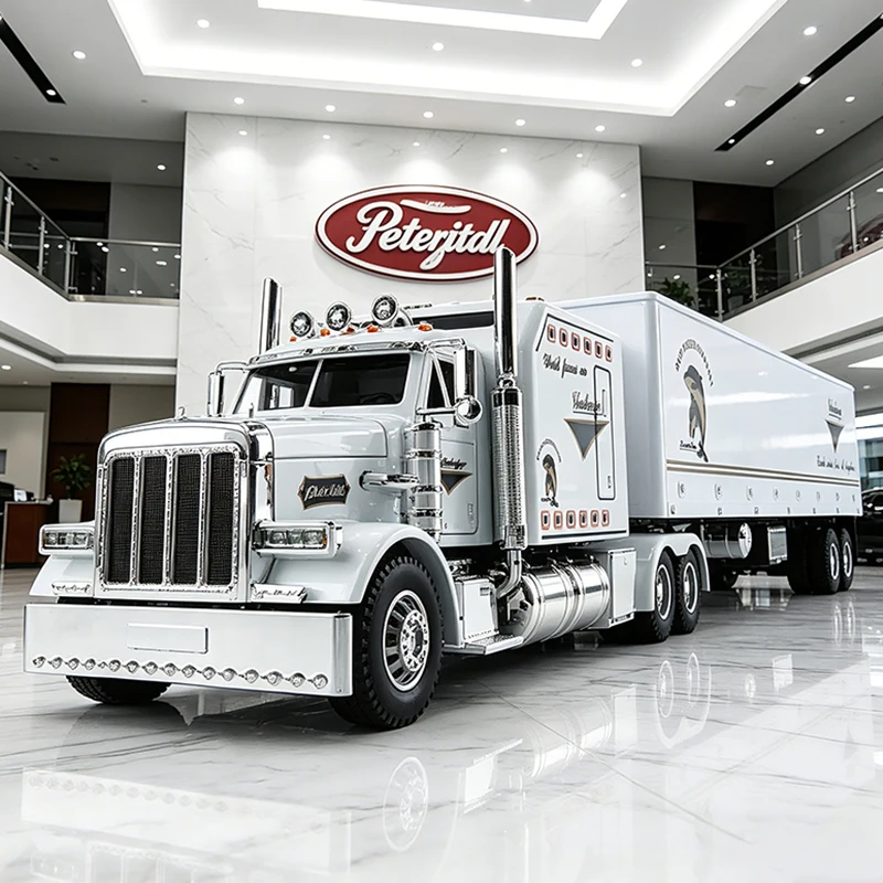 1:24 Peterbilt 389 Schwerlast-LKW Modellauto aus Legierung, Spielzeugauto aus Metallguss mit Sound und Licht, Spielzeugfahrzeug für Kinder