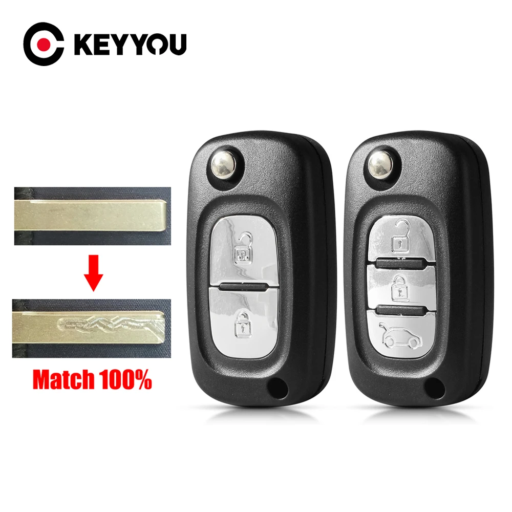 

KEYYOU With Cutting Service 3 Buttons Filp Car Remote Key Case shell for Renault Scenic III Megane III Fluence Clio Kangoo Modus