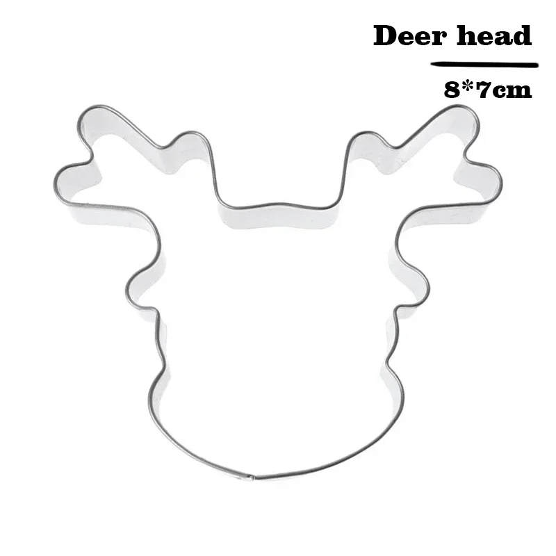 New Stainless Steel Cookie Cutter Biscuit Mold Christmas Deer Head Reindeer Mould DIY Tool Fondant  Gingerbread Man