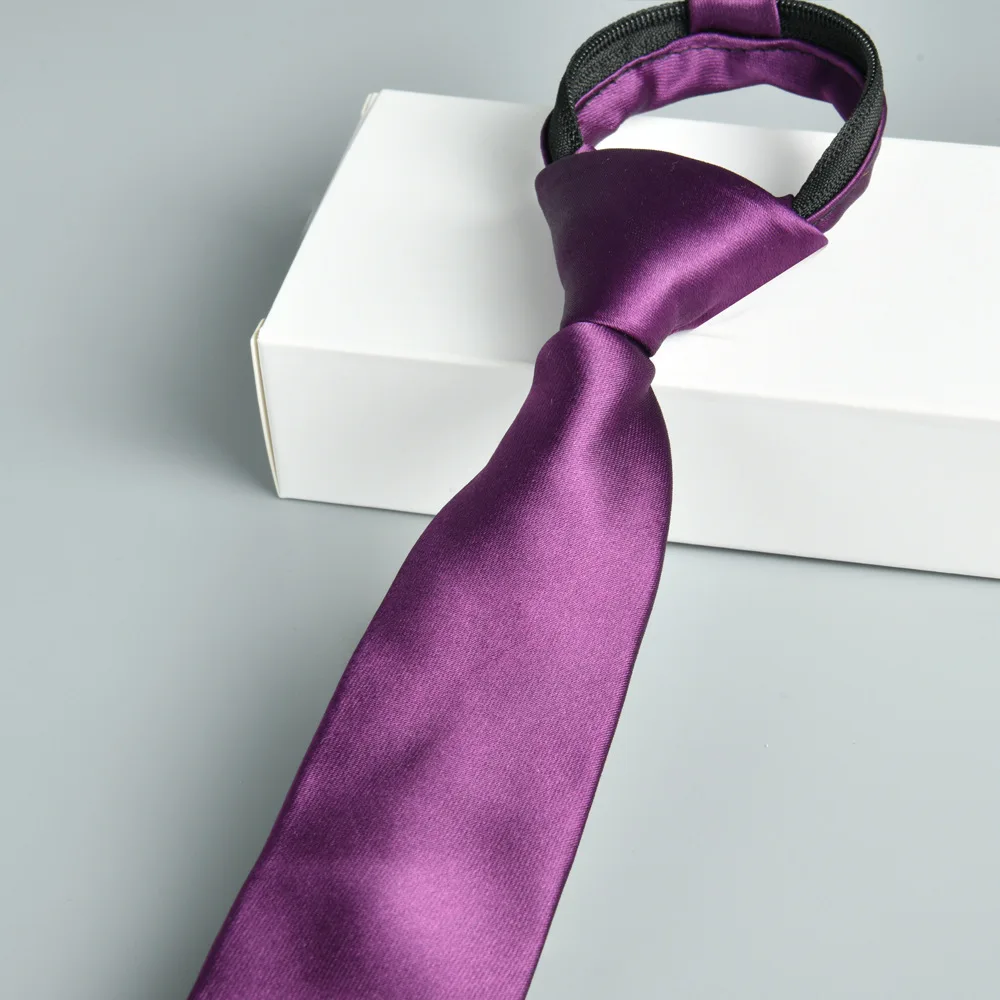 1200 needles Purple zipper Ties Retro Silky Narrow Neck Tie Slim Korean Style Simple Elegant All-match Trendy Students Tie