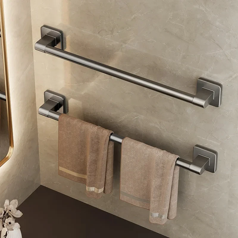 Toallero montado en la pared con ventosa sin perforaciones, estante de almacenamiento para baño, toallero de barra horizontal para Baño