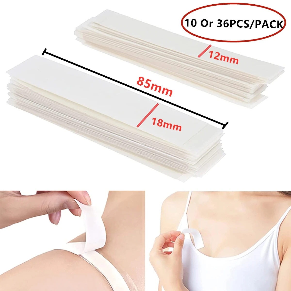 

10/36PCS Fearless Tape Womens Double Sided Tape for Clothing & Body Transparent Clear Color For All Skin Shades