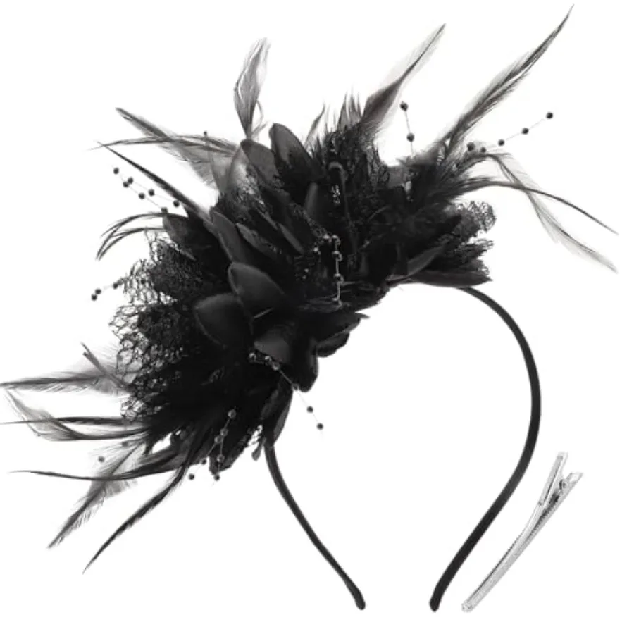 DRESHOW Fascinators Hats for Women Tea Party Fascinator Hats Vintage 50s Headwear Cocktail Wedding Church Derby Hat