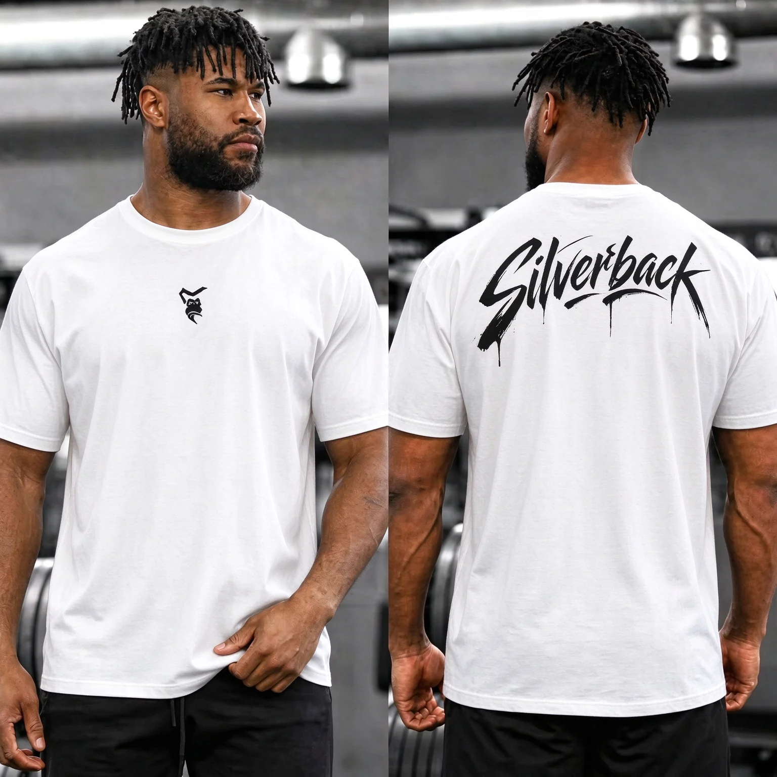 2026 New Family Matching Oversized T Shirt Unisex Streetwear Gym Workout Gorilla Symbol Front Back Double Sided Print Short Tee