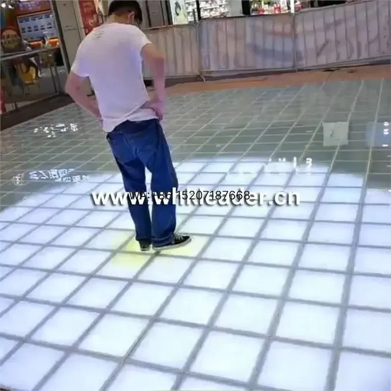 Wmwmnu for Outdoor LED Floor Tile Interactive Screen Piano Abyss Round Lamp 3D Mirror Tempered Display Pressure Sensor