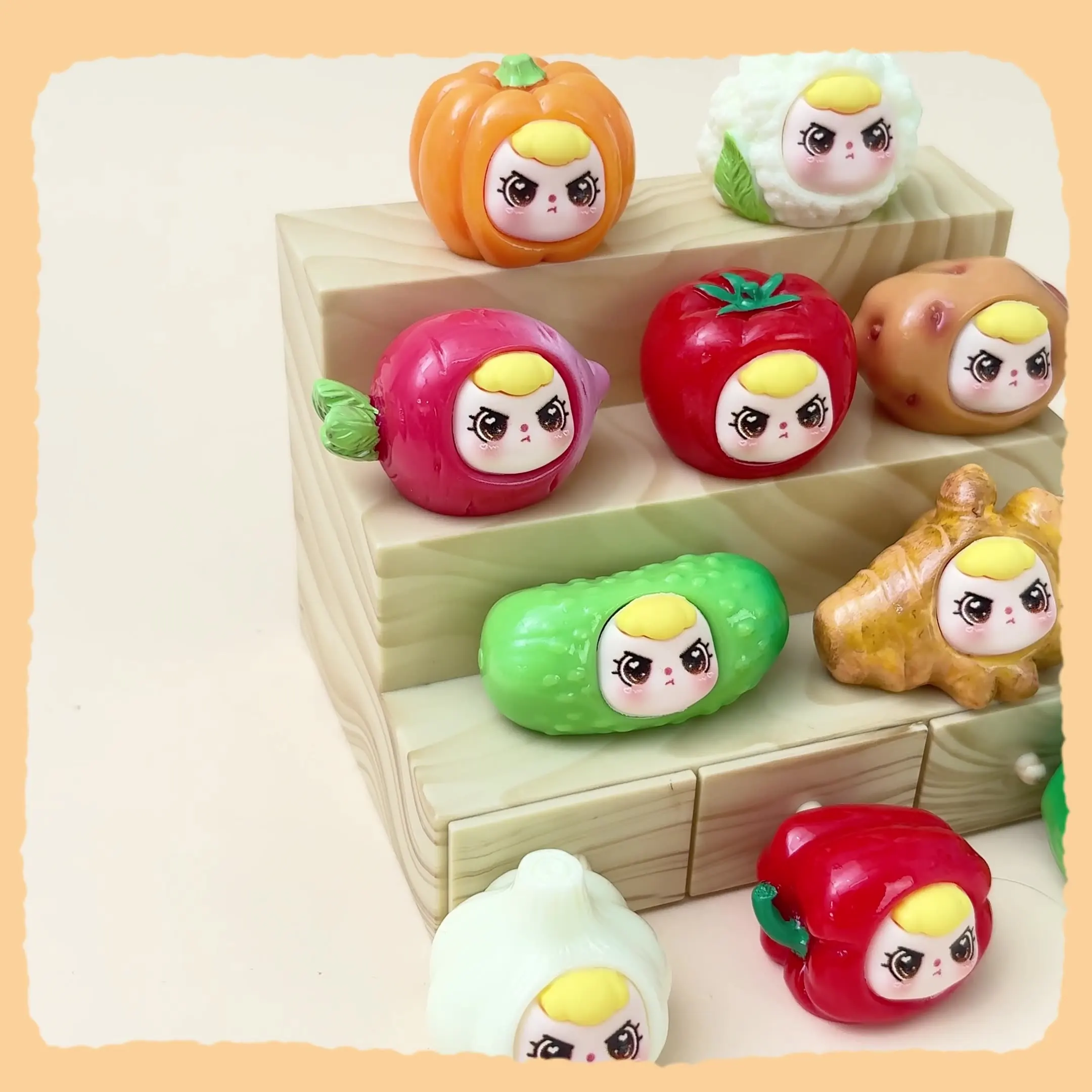 

10PCS\Wholesale of 1of 3-year-old cartoon kids, vegetable cuteness figurines, table-top decorative items and creative gifts