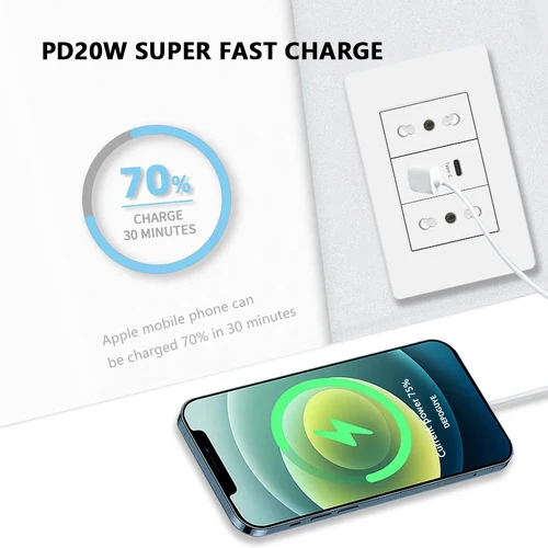 Imagen 2 del producto Salida blanca de Italia Chile con carga rápida USB inteligente tipo c, toma de pared USB doble, enchufes de Chile, Panel de plástico, interruptor de luz, TV satinada