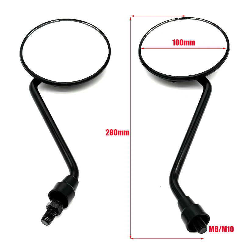 1 Pair Universal Motorcycle Rounded Side Back View Mirror With Mount Clamp Motorbike E-bike Scooter 10mm 8mm Rearview Mirrors