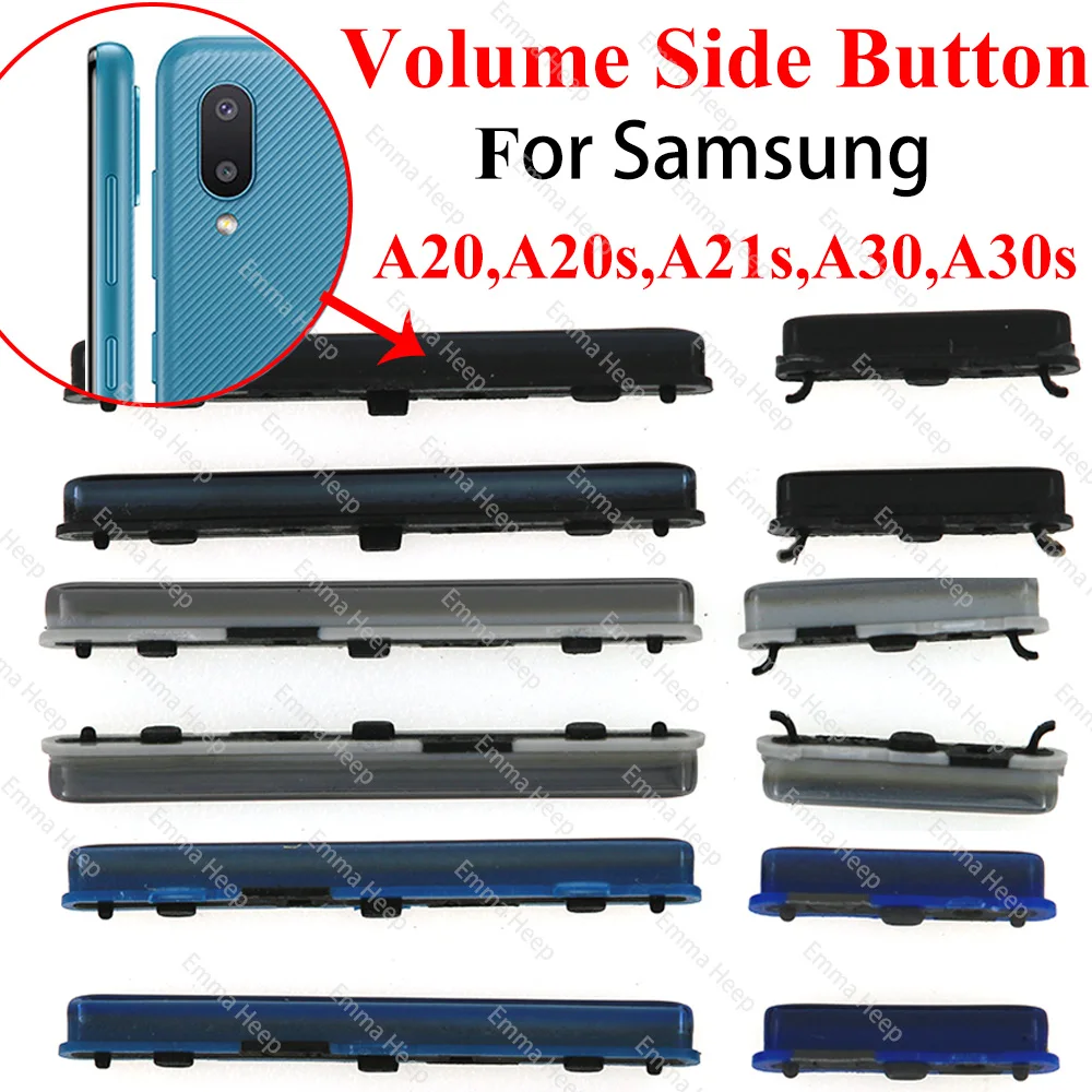 5Set Power Volume Side Button Key For Samsung A20 A20s A21s A30 A30s Phone Housing On Off Up Down Replace Repair Parts