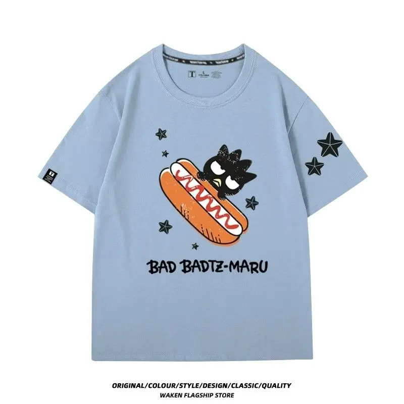 

Новый стиль Sanrio, модная футболка из 100% хлопка с принтом Xo и короткими рукавами, студенческая летняя футболка для девочек с милым американским мультяшным принтом, универсальная