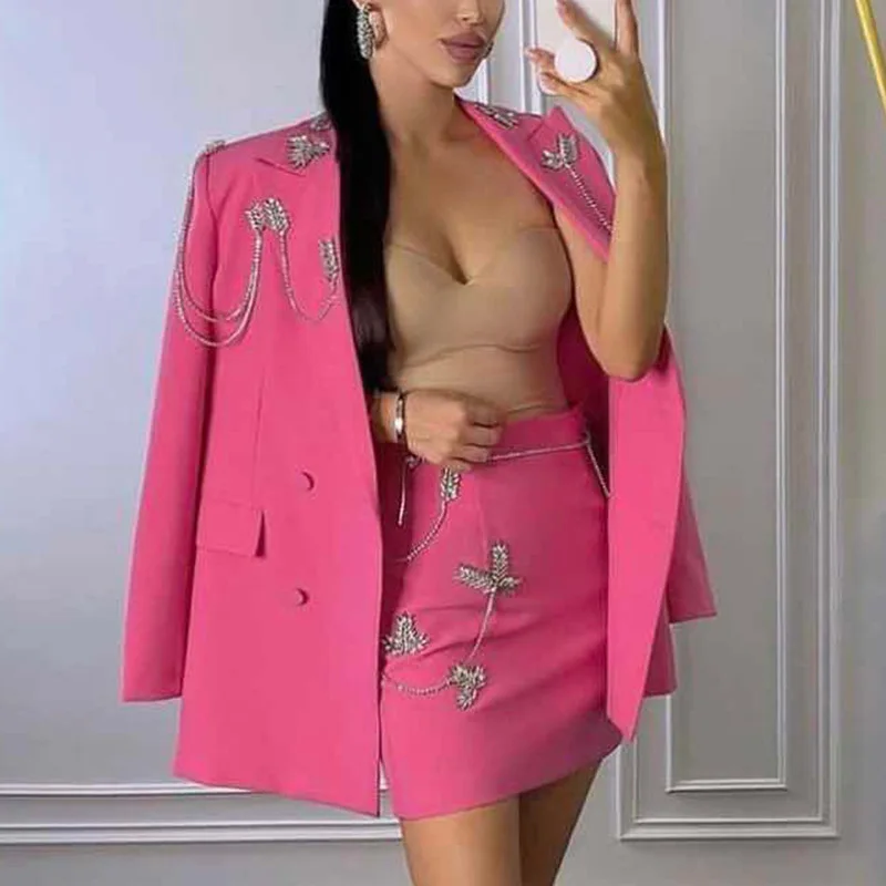 

Women's High-End Diamond-Established Sexy Suit European American Temperament Socialites y2k Autumn Fashion traf Niche Splicing