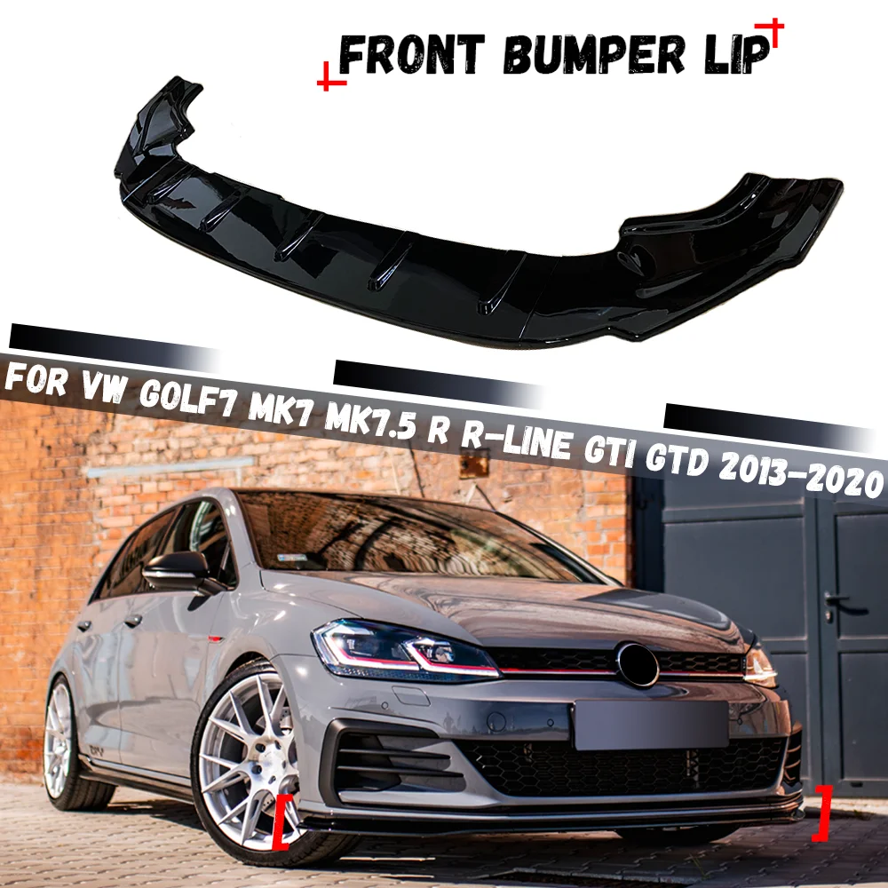 【セール中】フォルクスワーゲン VW ゴルフ7 MK7 MK7.5 R R-Line GTI GTD 2013-2020 フロントバンパースプリッターリップディフューザーボディキットスポイラーガード