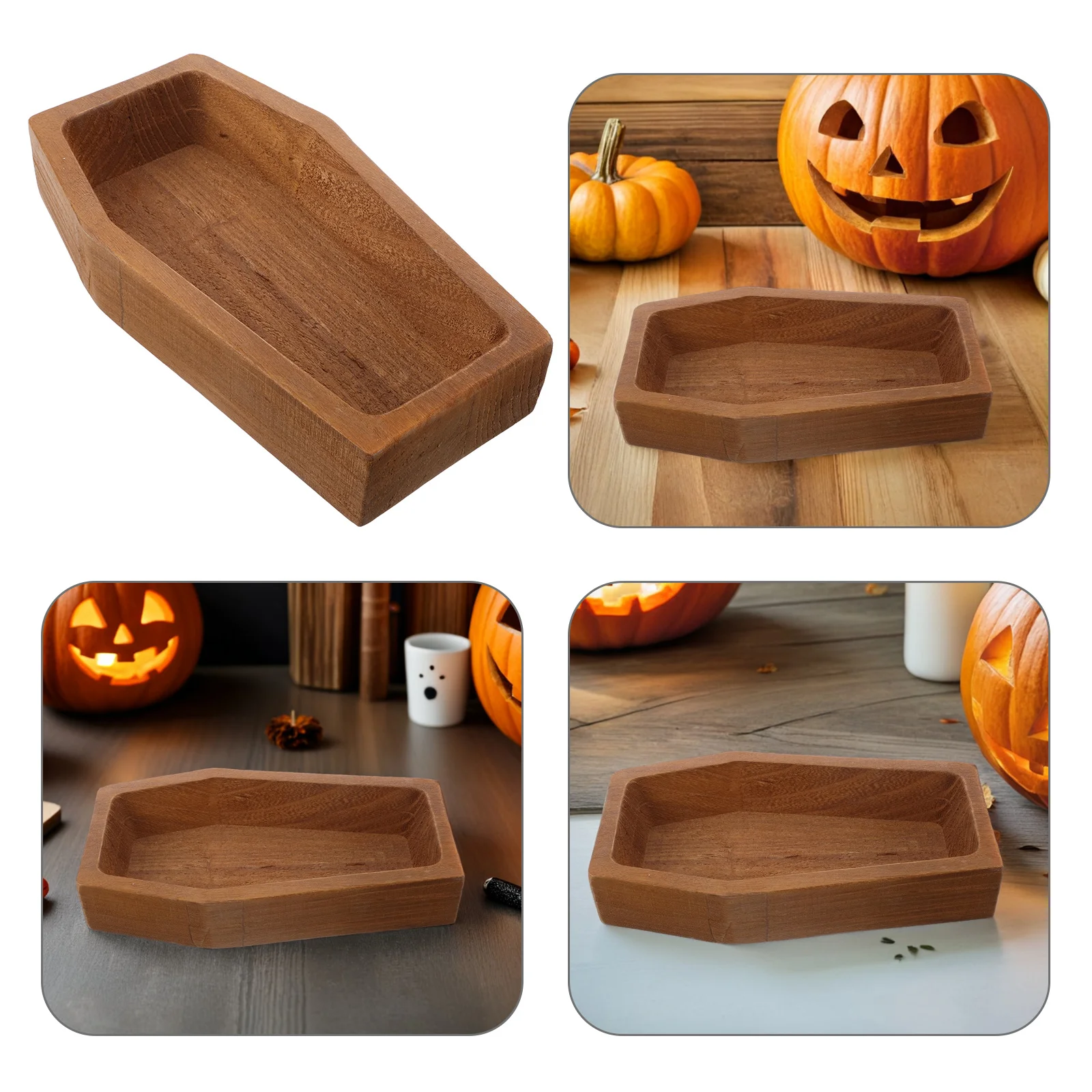 

Halloween Coffin Shaped Wooden Tray Rustic Fruit Snack Appetizer Serving Board Party Charcuterie Wood Decorative Tray