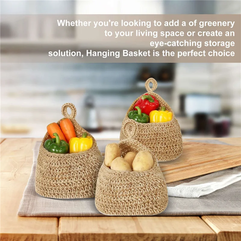 

【Must-Haves】Hanging Fruit Basket Forkitchen, Hanging Wall Fruit Vegetable Baskets, Handwoven Decorative Hanging Kitchen Baskets