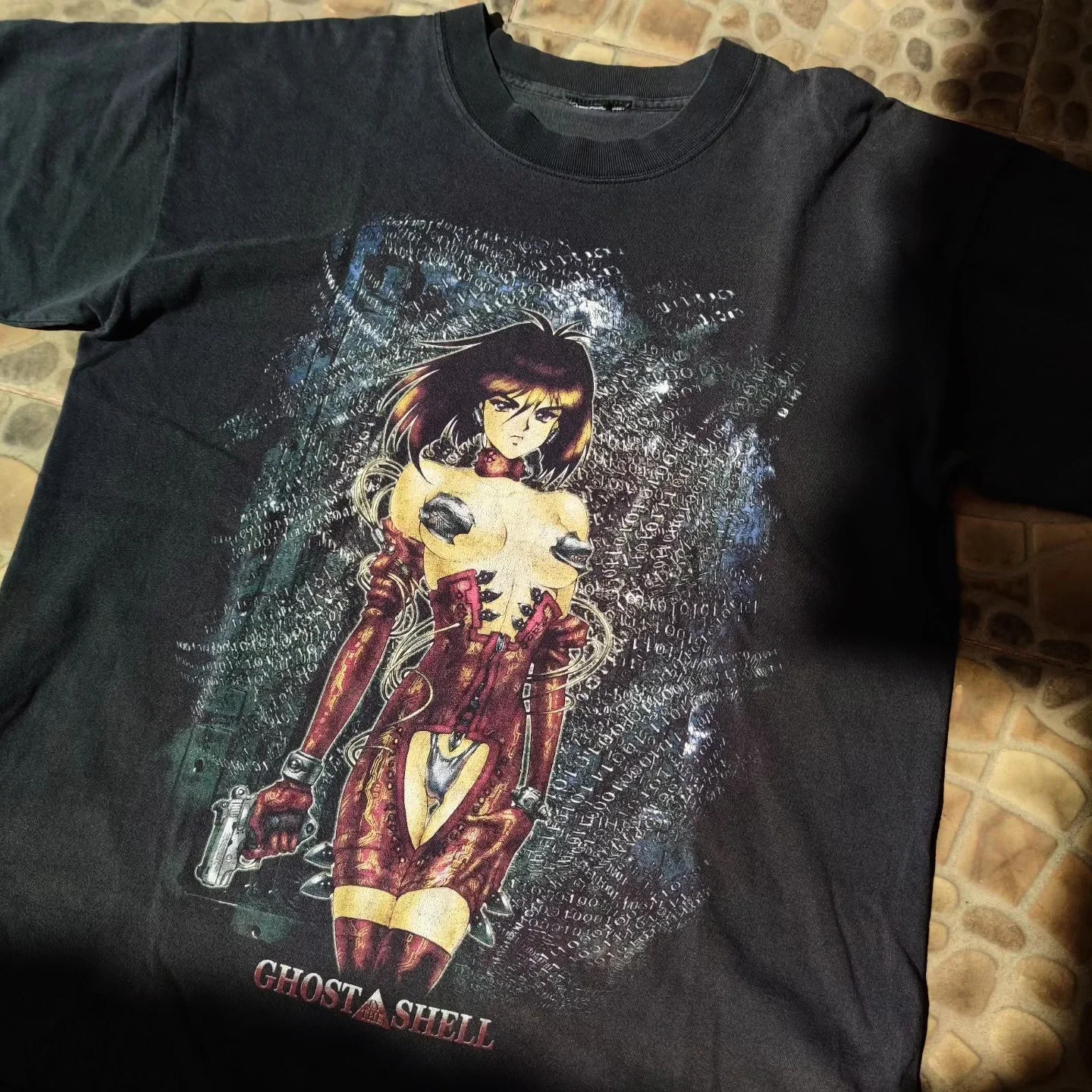 

Men's Vintage Cotton Ghost in The Shell Blacktee Short-sleeved T-shirt