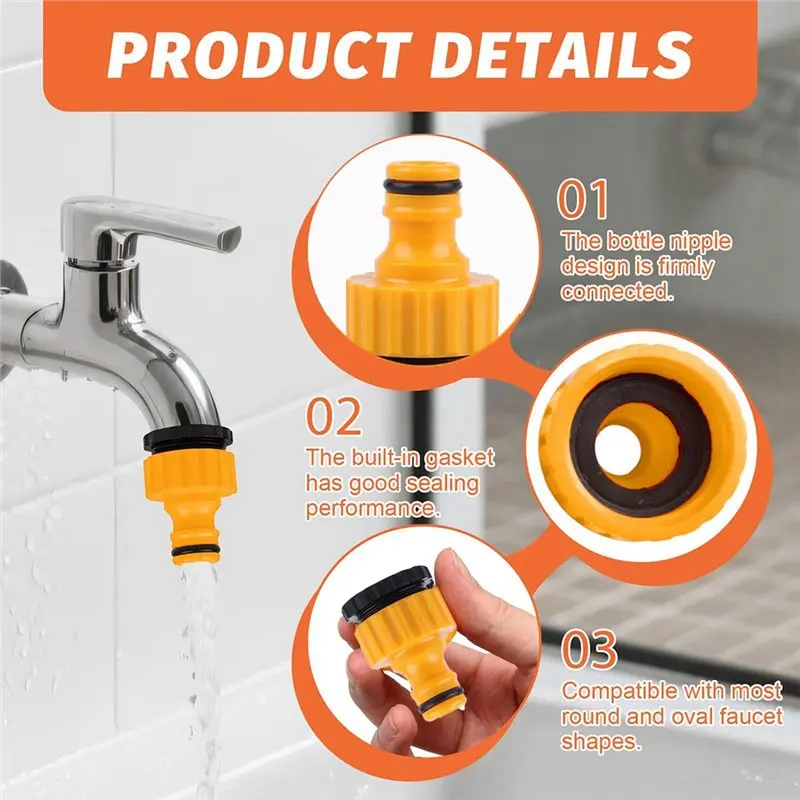HOTA43T Universal For Hose Pipe Connectors& For Hose Tap Connector Set(4PCS), Plastic Outside Tap Connector For Hose Pipe