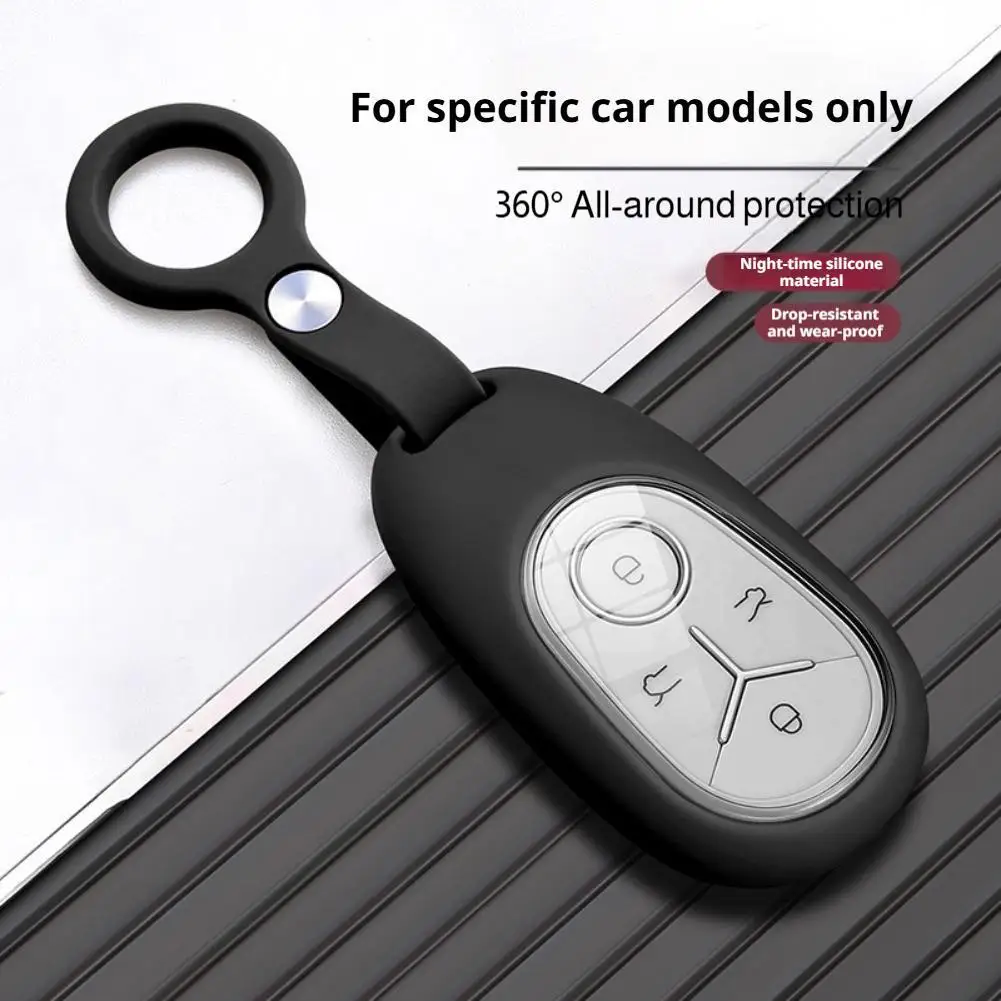 Key Fob Cover For 2025 Geely Xingyuan Silicone Full Protection Anti-scratch Anti-dust Key Case With Strap Portable Car Key Shell