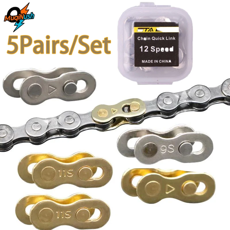 

MuqiNush 5Pairs Bicycle Chain Link Connector Joints Magic Buttons Cycling speed Quick Master Links for Mountain Bike 6-12Speed