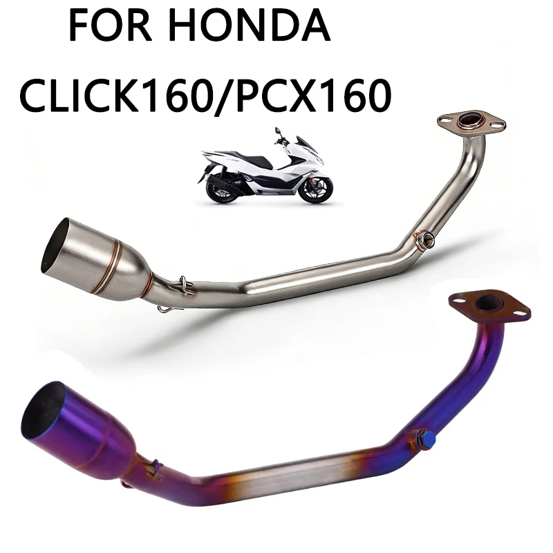 Motorradteile Motorrad-Auspuff Edelstahl Vorderer Verbindungsrohr Universal 51mm Schalldämpfer für Honda Click160/PCX160
