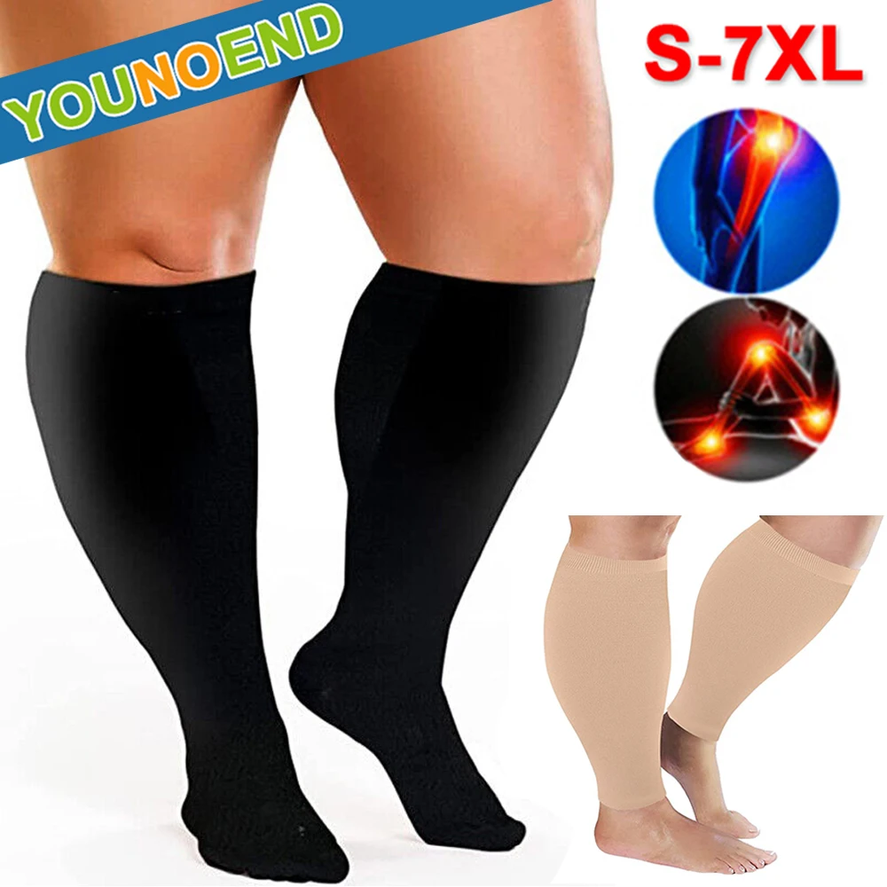 1Pair S-7XL Knee High Compression Stocks Pressure Varicose Veins Stocking Travel Men Women Leg Relief Pain Leg Support Sports