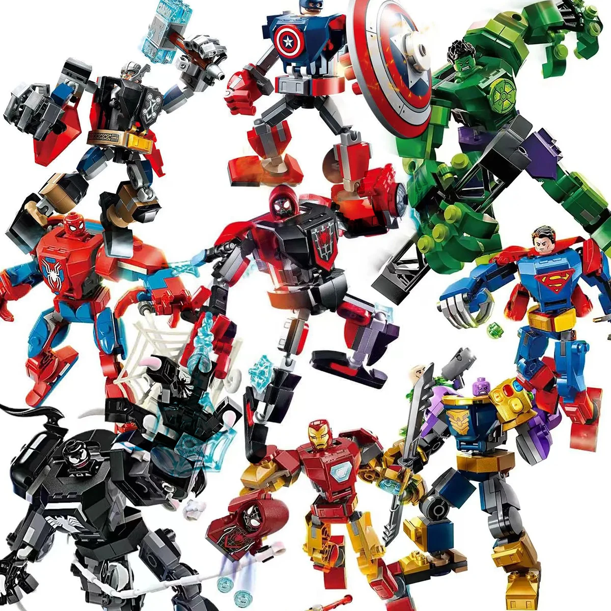 

@76270 76302 Superhero Bricks Avengers Thor Iron Man Thanos Assemble Compatible Action Figure Toy Building Blocks Model Ornament