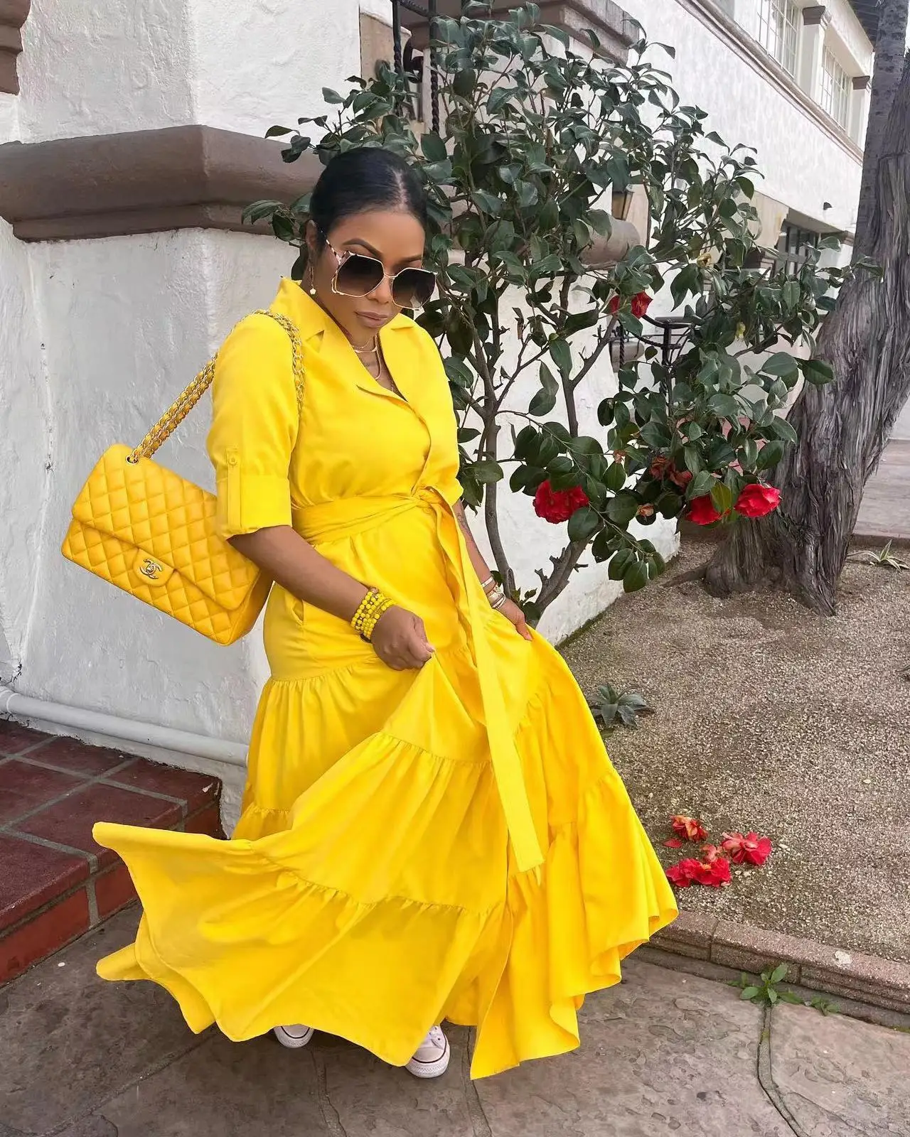 

Женское летнее платье для выпускного вечера, сексуальное, элегантное, с V-образным вырезом, рукавами-лепестками, приталенное, однотонное, длинное, для вечеринок и летних мероприятий