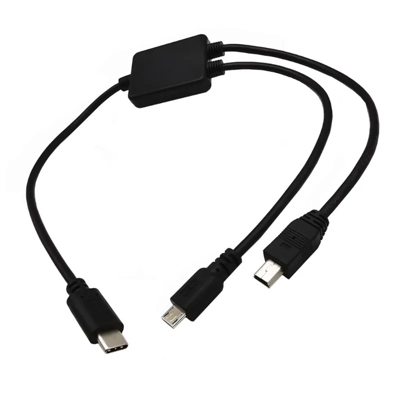 Двойной адаптер USB3.1 Type-C к Mini 5P/Micro USB OTG, односторонняя передача данных