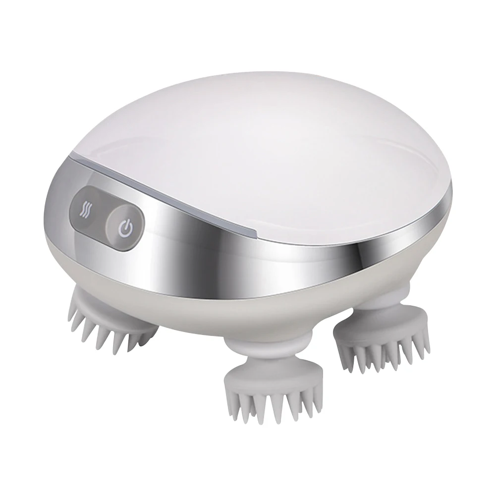 Masajeador inteligente para el cuero cabelludo con luz roja, masajeador de cabeza portátil, carga USB con 4 cabezales para el crecimiento del cabello y relaja el estrés