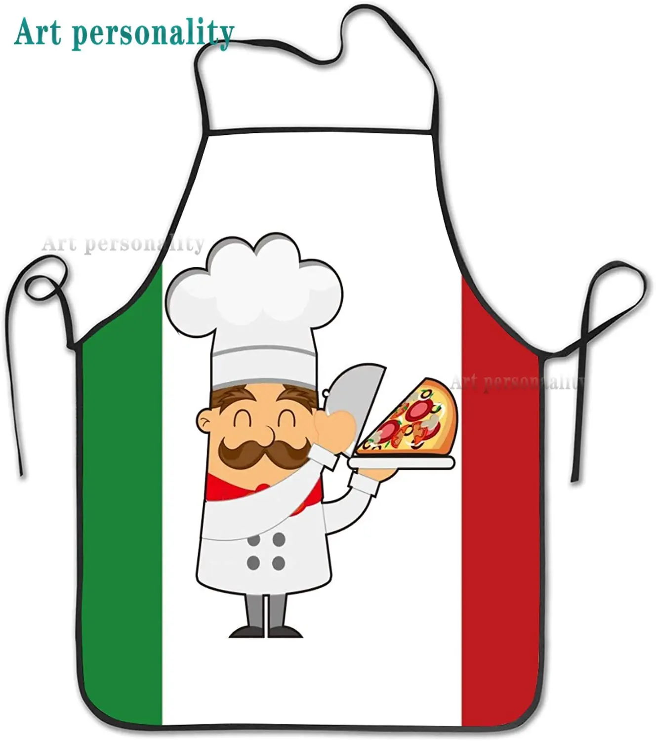 Italy Flag Cartoon Chef Pizza Apron Theme Cooking Chef Work Shop Women Men Adult Girl Kid Weavers Baking BBQ Grilling Kitchen