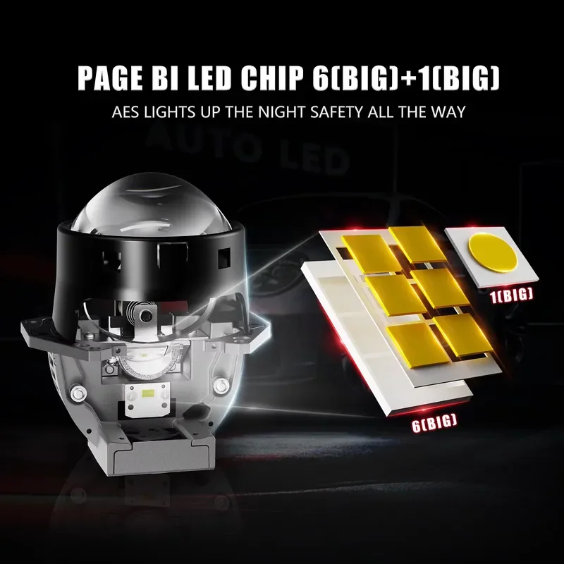 AES Long Lifespan 3.0 Inch F1-TURBO Universal High Clear BI-LED Projector Lens 6000K 60W 70W High Performance Headlight