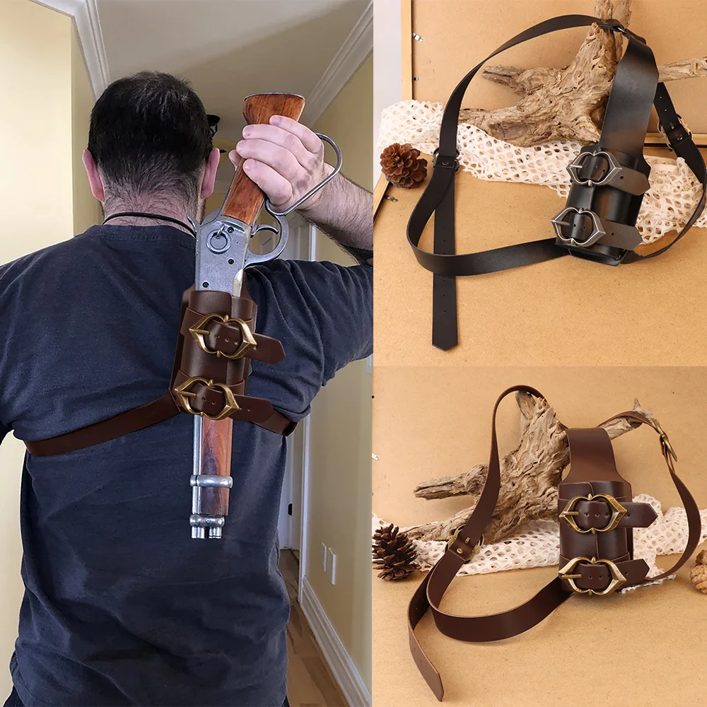 Brown Medieval One shoulder Retro Sword Shoulder Back Sheath Holder Adjustable Warrior Costume Protective Case Sword