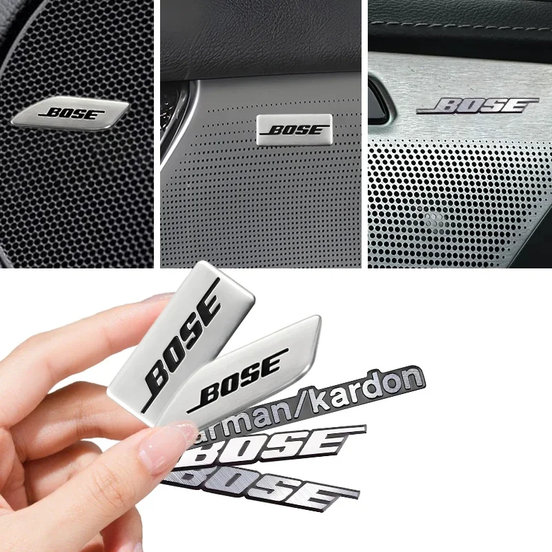 4/10 aluminum car audio badges, 3D aluminum speaker car audio badge decorative stickers, center console decorative stickers