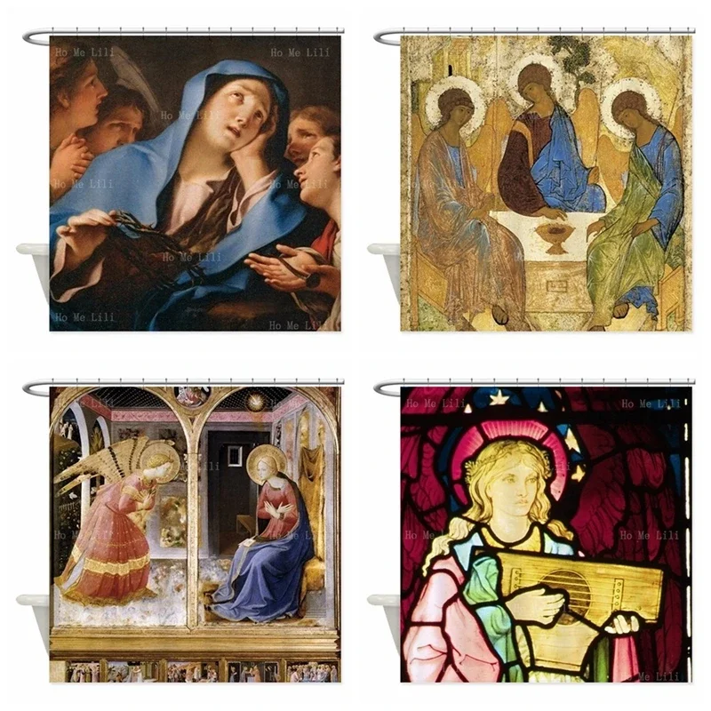 The Holy Soul Church Father Son Spirit Greek Orthodox Feast Of Annunciation Prayer Stained Glass Shower Curtains With Hooks