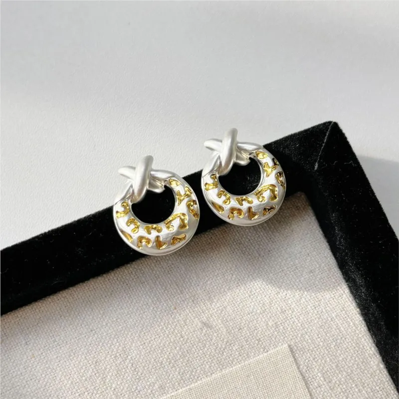 

Женские круглые серьги Sam Panda из стерлингового серебра 925 пробы, серьги-гвоздики с крестом, геометрическая глазурь, свежие трендовые ювелирные изделия, подарок, дропшиппинг