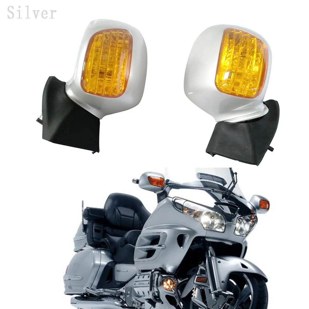 Rear View Mirrors Integrated LED Turn Signal For Honda Goldwing GL1800 2001 2002 2003 2004 2005 2006 2007 2008 2009 2010 2011