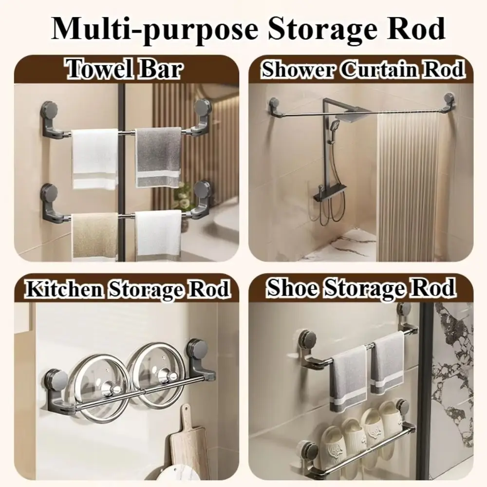 

Wall-Mounted Suction Cup Towel Rack Waterproof Strong Suction Hanging Towel Holder Reusable Easy To Install Bathroom Towel Rod